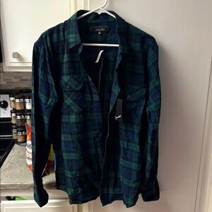 Navy and Green Plaid Shirt